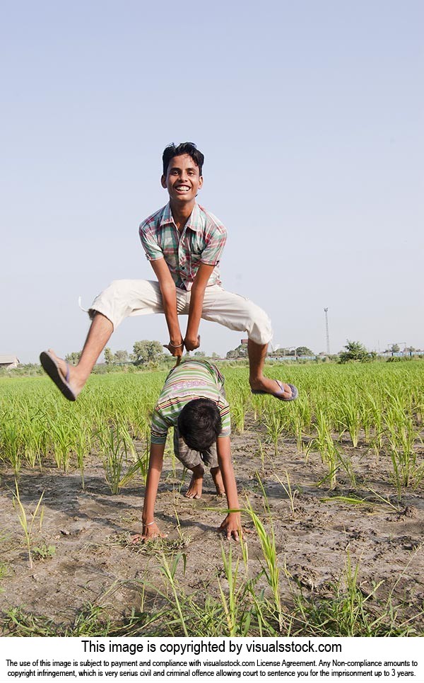 2 People ; Agriculture ; Balance ; Bending ; Boys 