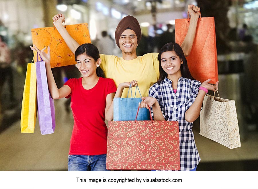 Boy and sales girl shopping