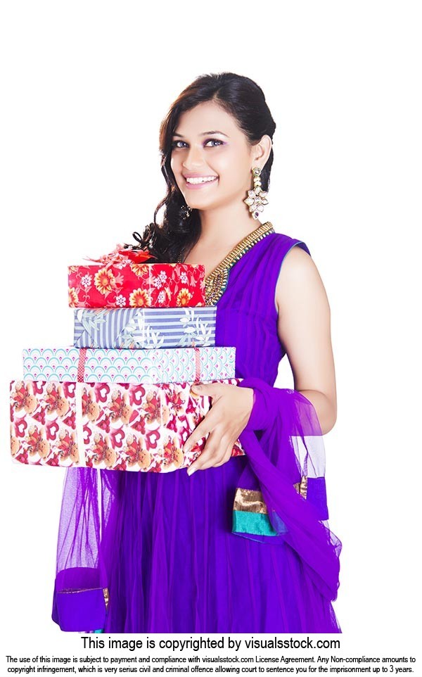 Indian Woman Present Gift Box