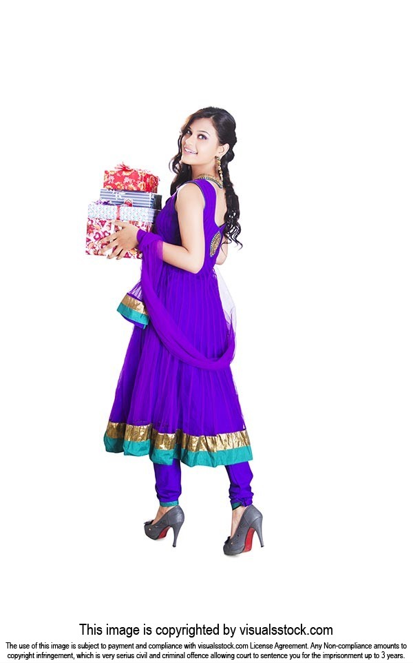 Woman Diwali Presents Gift Walking