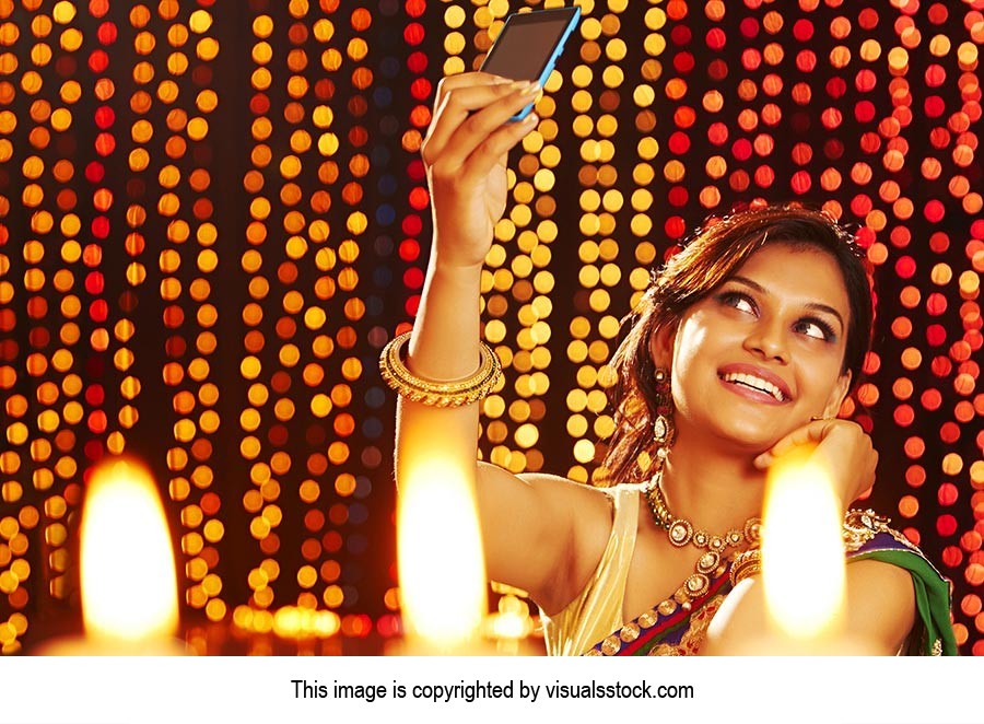 Woman Diwali Taking Selfie