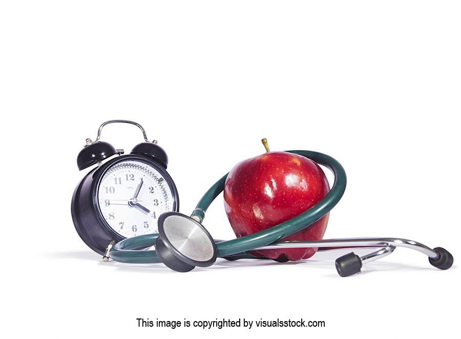 Apple ; Clock ; Close-Up ; Color Image ; Copyspace