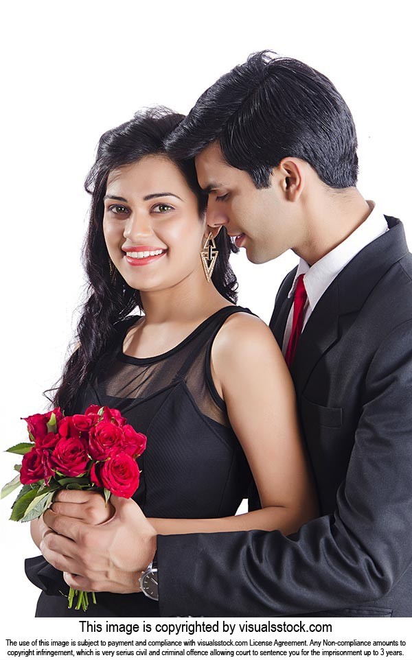 Formal Were Couple Romance Giving Flowers