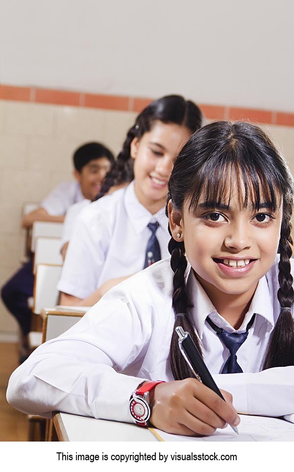 High School Girl Student Studying