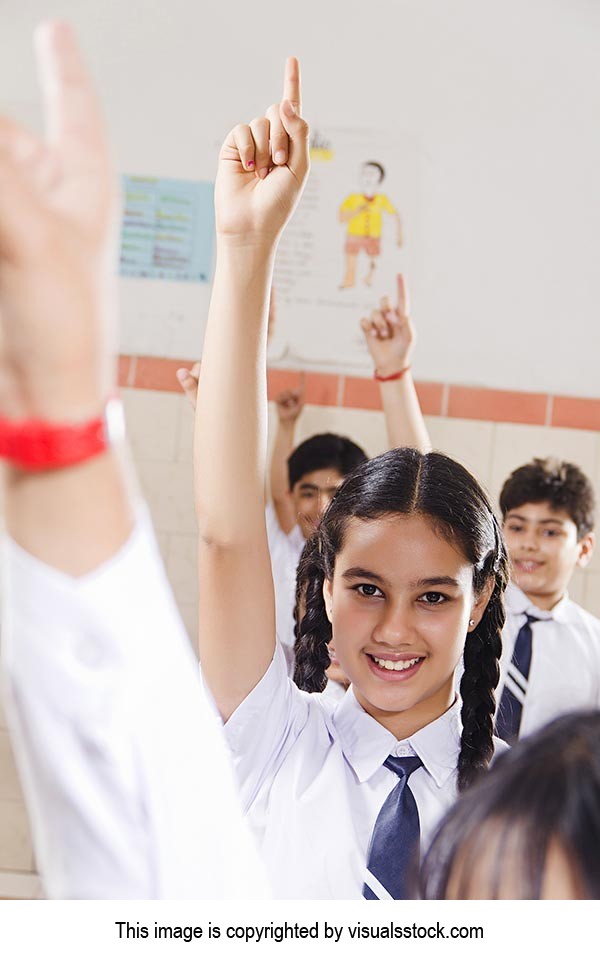 School Students Hand Raised