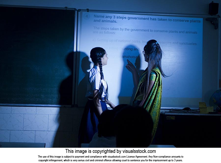 Teacher Teaching Projector Classroom Students