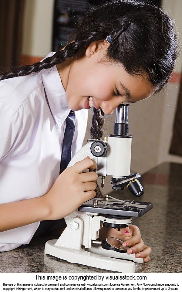 School Girl Microscope Research