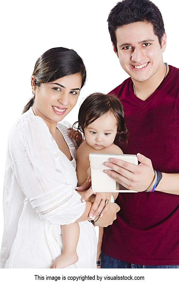 Parents Baby Daughter Playing Phone