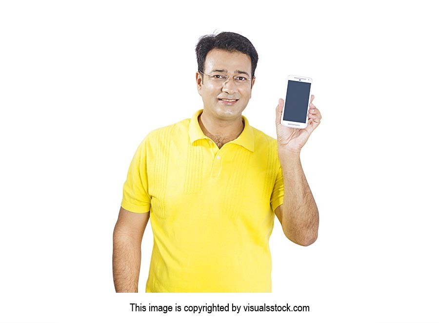 Adult Man Showing New Smartphone