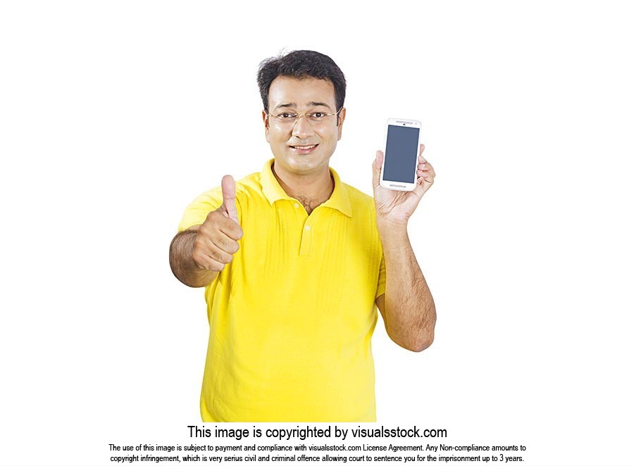 Man Showing New Cellphone Thumbsup