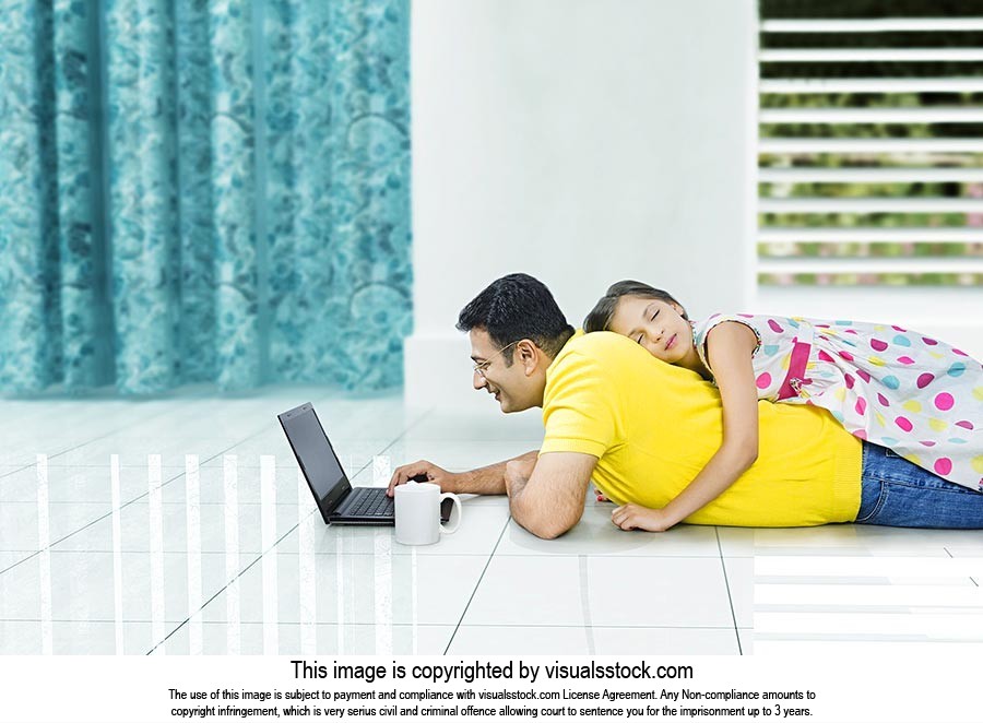 Father Daughter Using Laptop