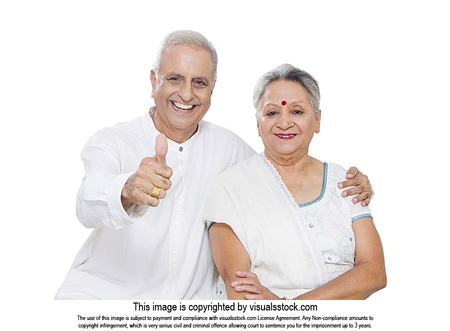 Happy Senior Indian Couple Showing Thumbsup