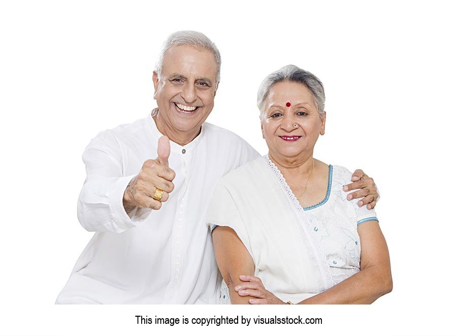 Happy Senior Indian Couple Showing Thumbsup