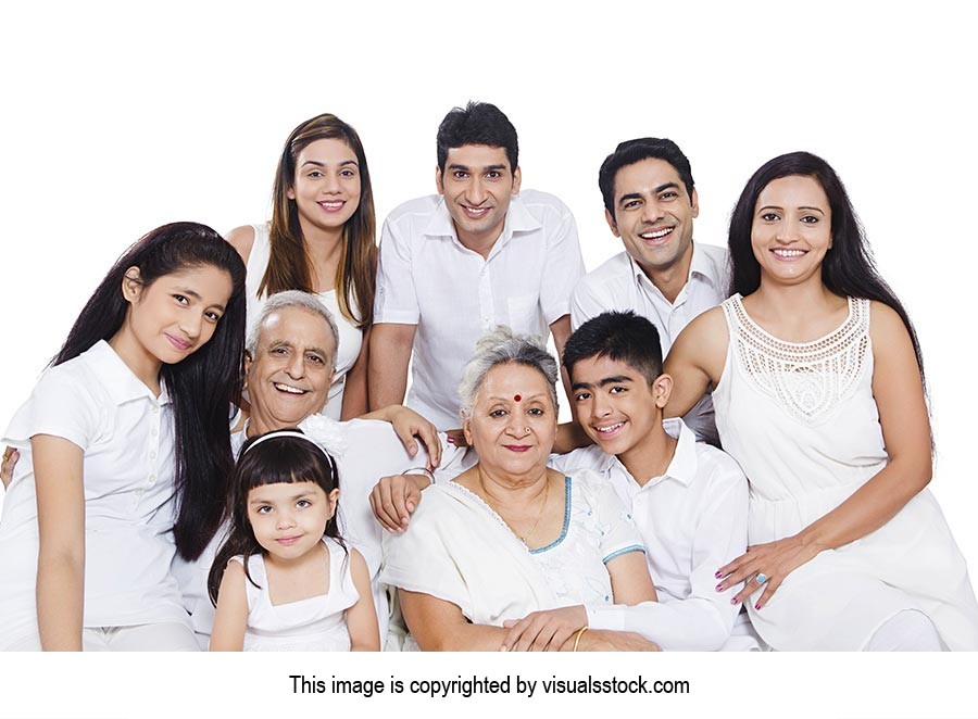 Group Indian Joint Family Sitting Together