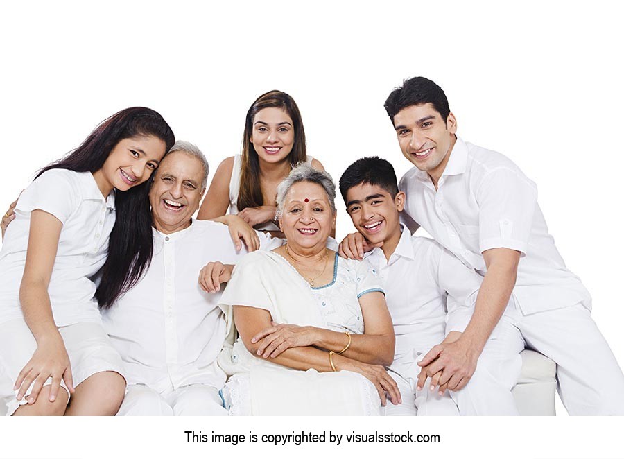 Happy Big Family Sitting Sofa Together