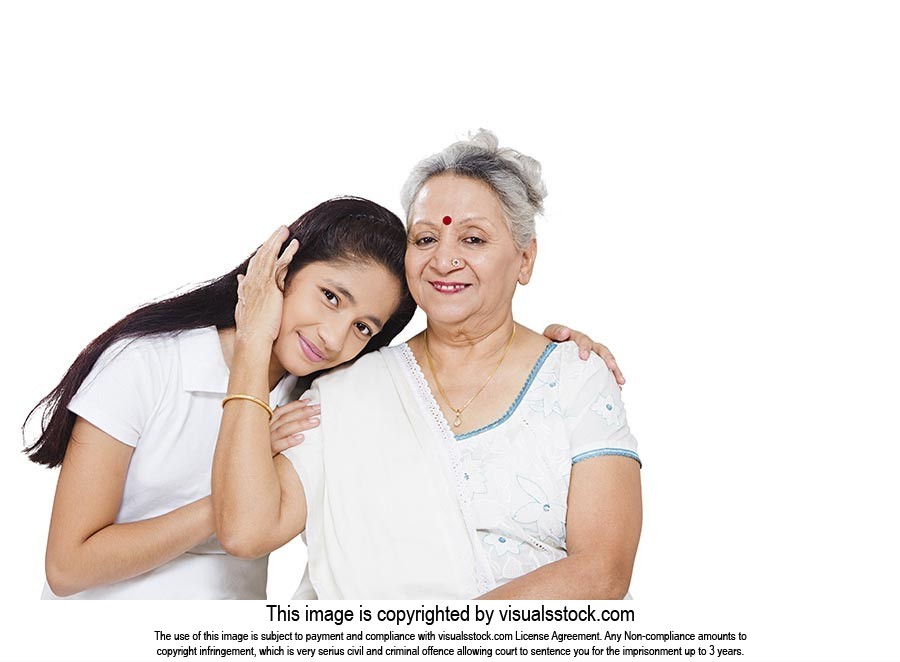 Indian Grandmother Granddaughter Caring