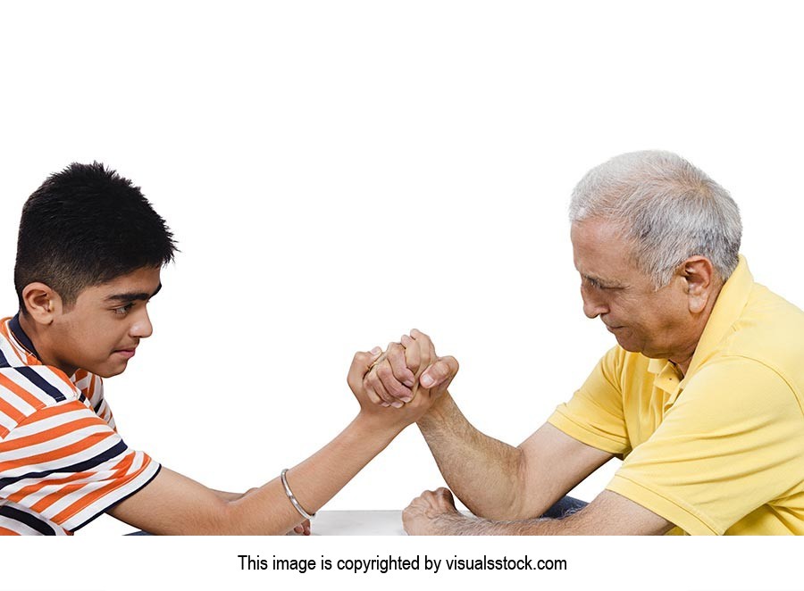 Kid Grandfather Arm wrestling Challenge