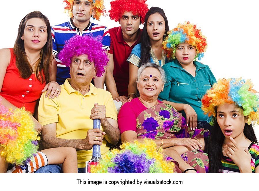 Joint family Watching Television Cricket Match