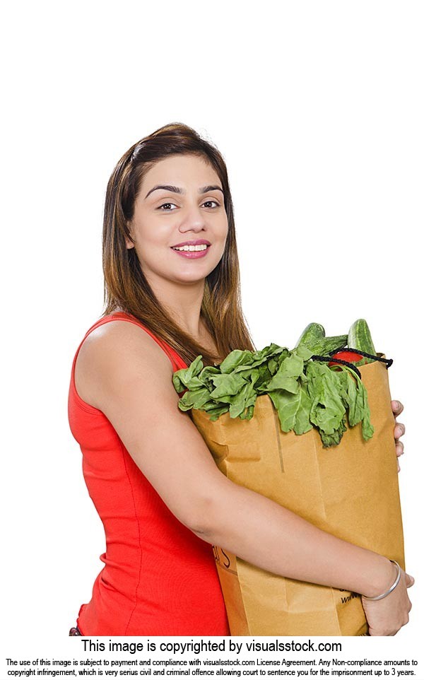 Women Housewife Carrying Vegetables Bag