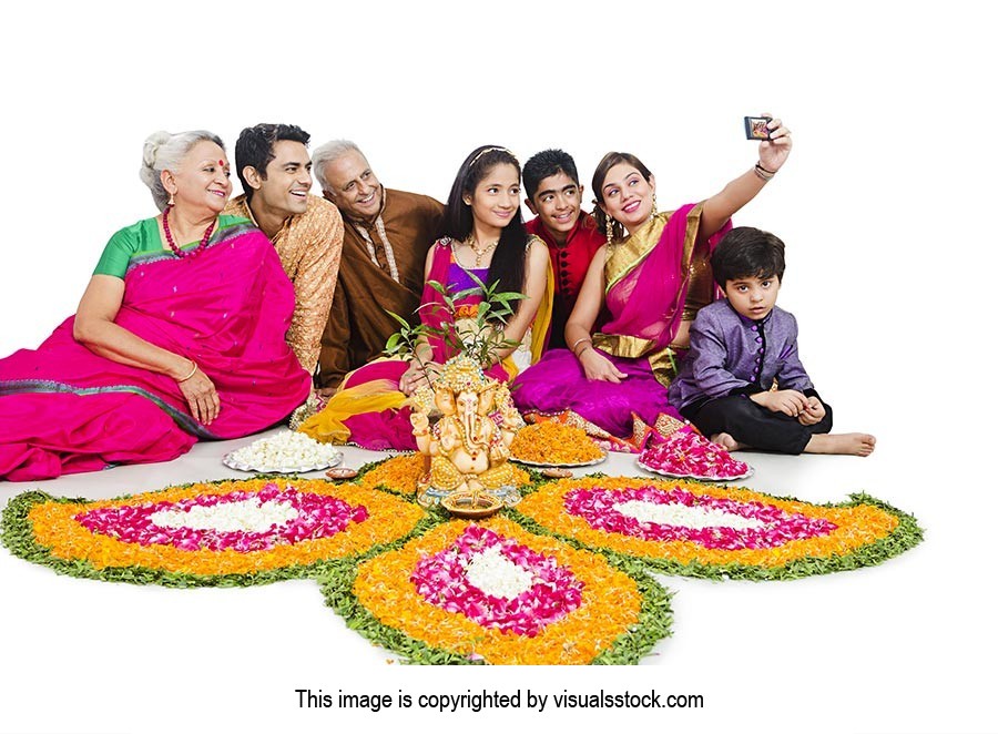 Big Family Diwali Festival Cellphone Selfie