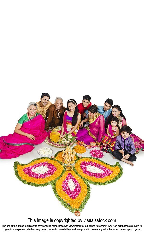 Indian Joint Family Celebrating Diwali Festival