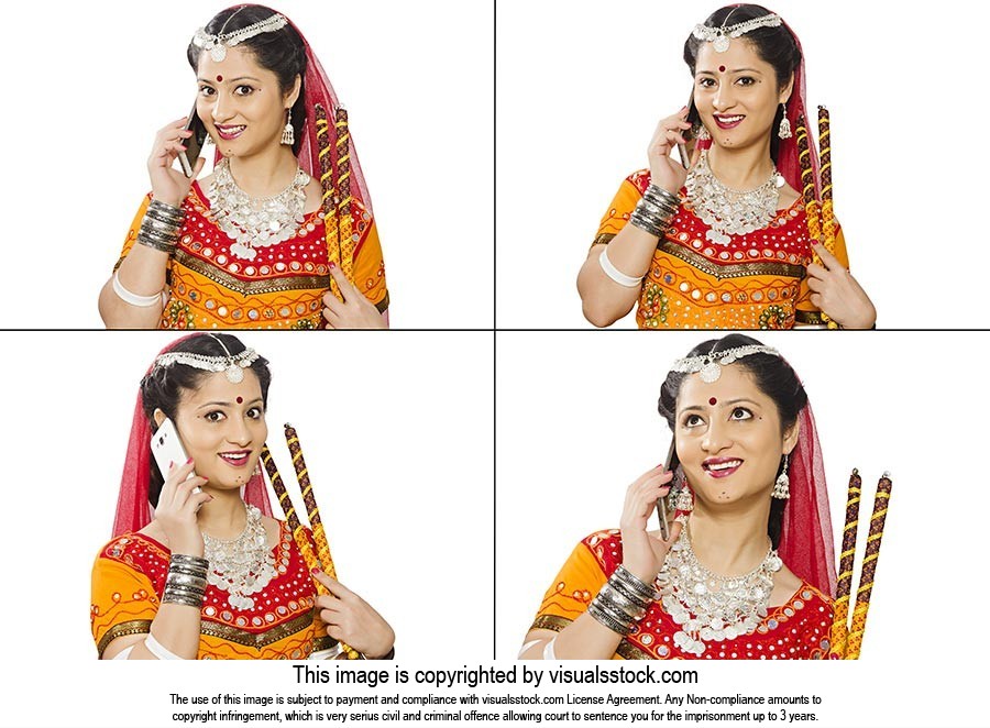 Montage Photo Gujarati Woman Talking Phone