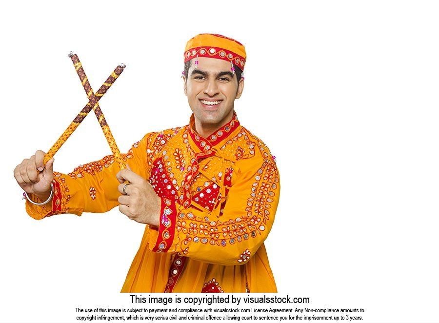 Indian Gujarati Man Dandiya Sticks