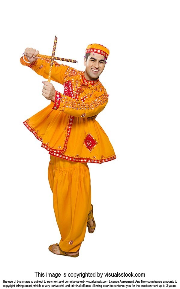 Indian Man Performing Dandiya Raas Navratri