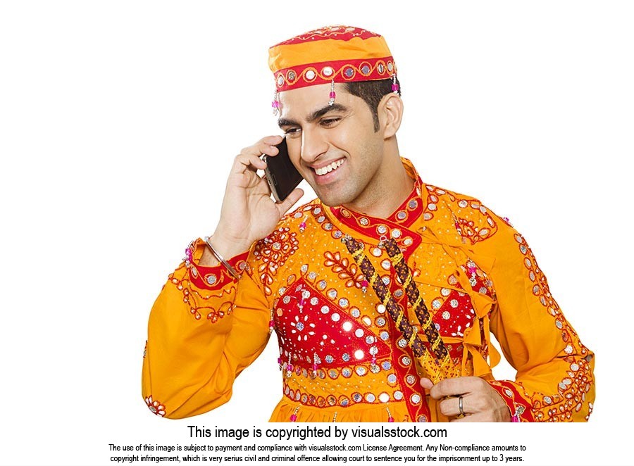 Indian Treditional Gujrati Man Talking Cellphone