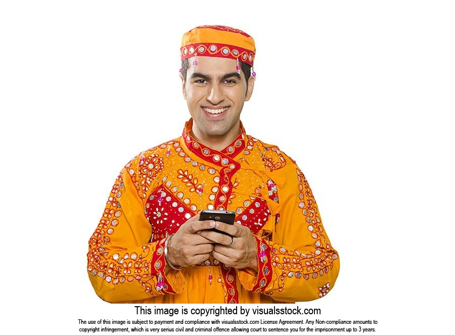Indian Gujrati Man Text messaging Phone