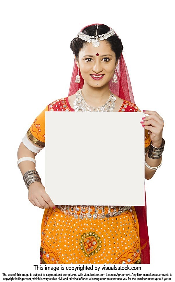 Indian Gujrati Woman Holding White Board