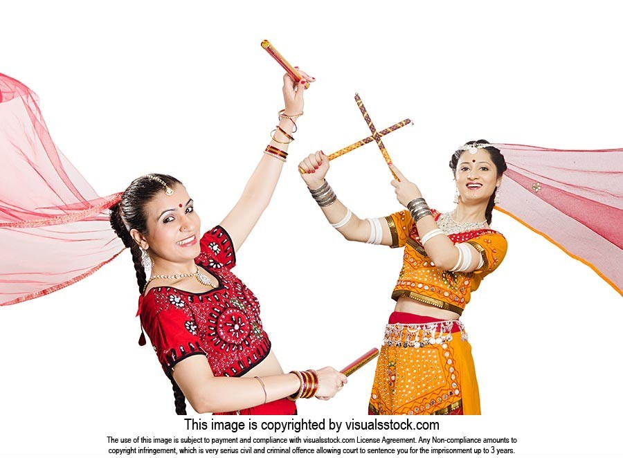 Women Playing Dandiyas Garba Navratri Festival