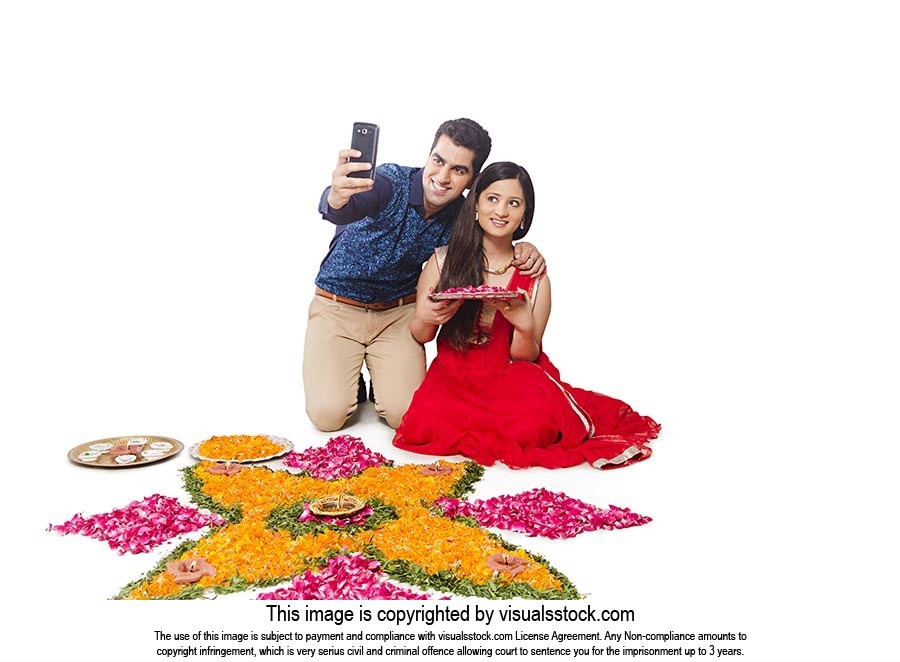 Married Couple Taking Selfie Together Diwali