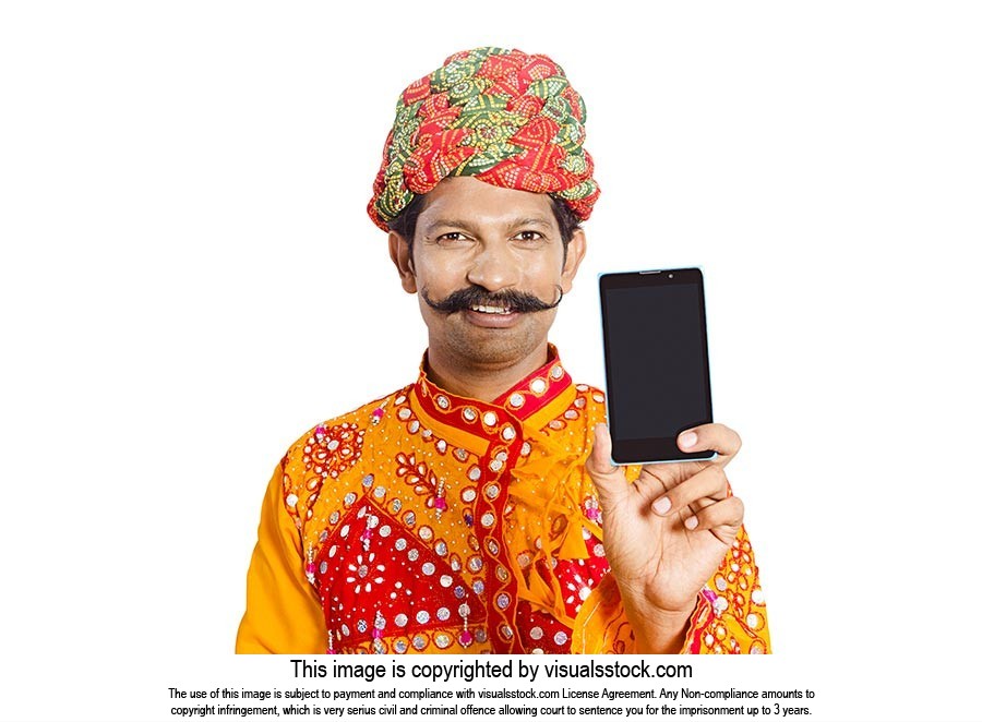 Gujrati Men Showing Cell Phone