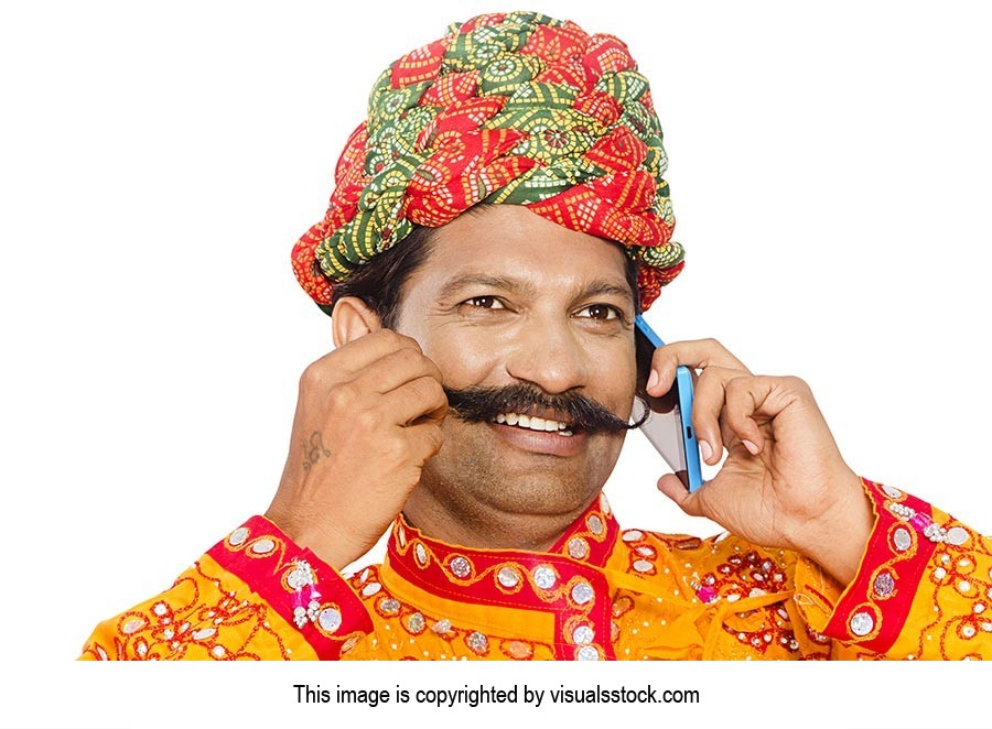 Gujrati Man Talking Mobile Phone