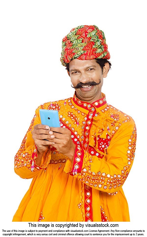 Gujrati Man Sending Message Phone