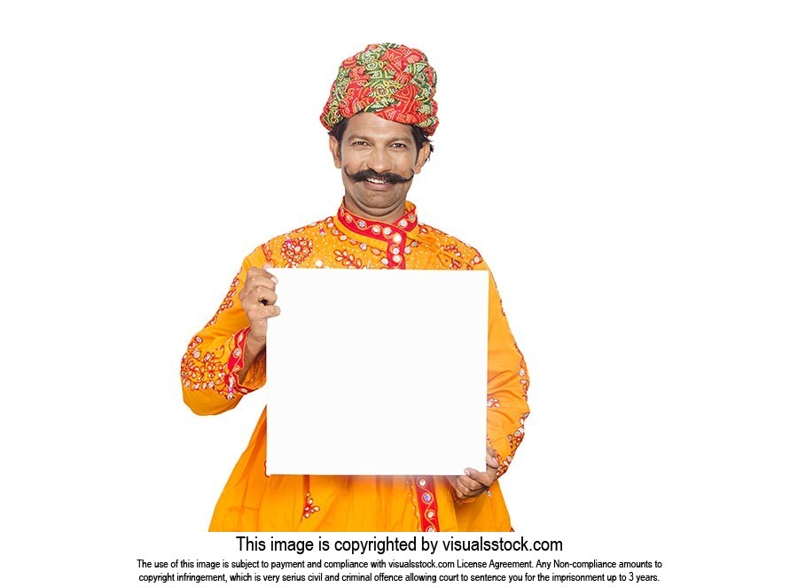 Gujrati Man Showing Message board