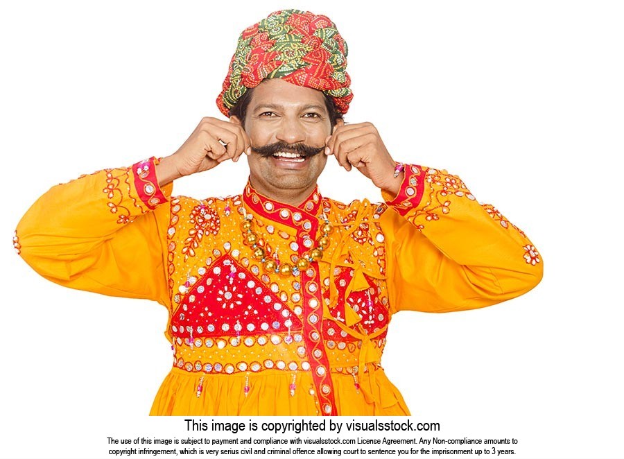 Indian Rajasthani Man Showing Moustache