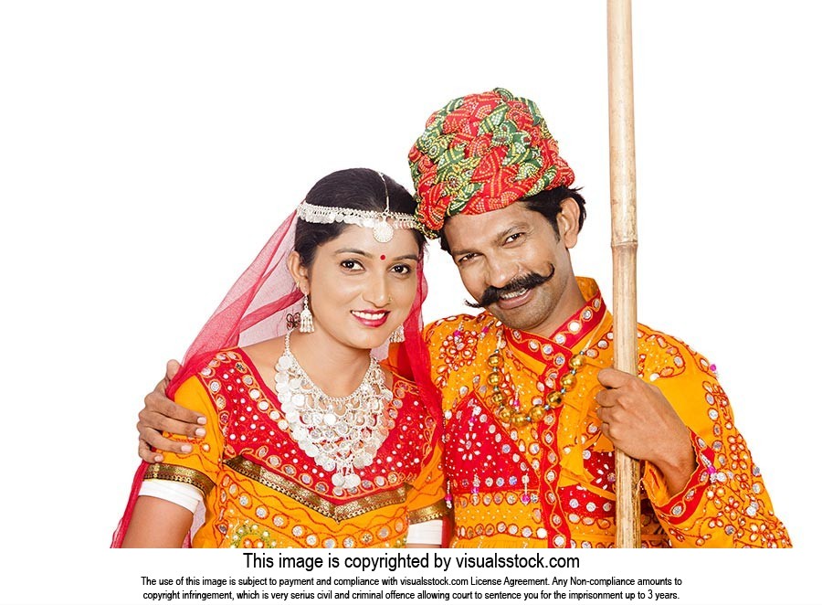 Indian Gujrati Couple Traditional Costume