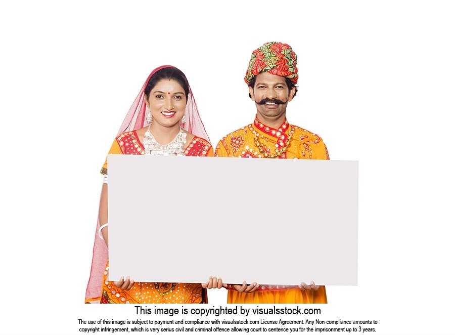 Rajasthani Couple Holding Message board