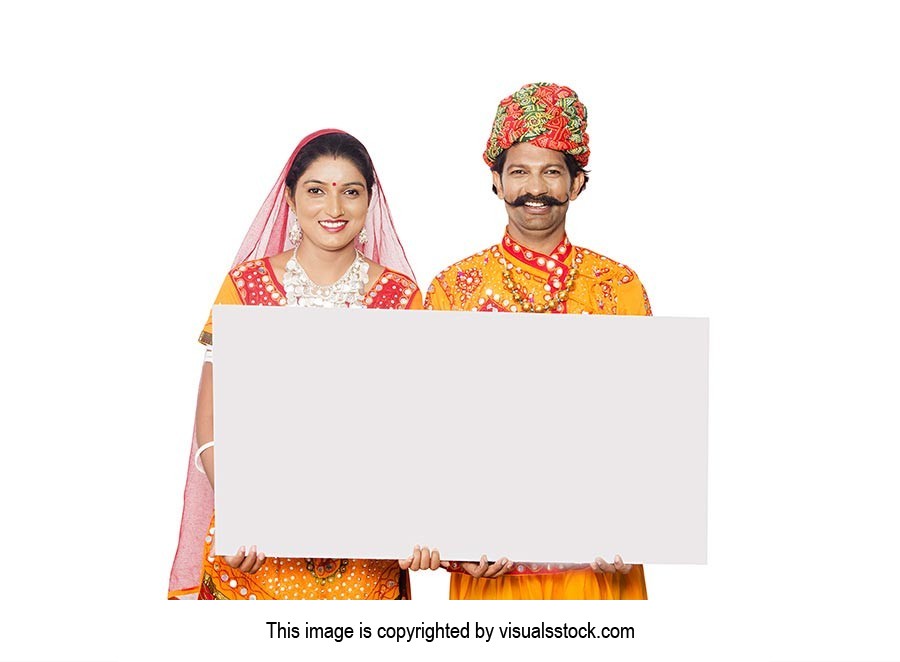 Rajasthani Couple Holding Message board