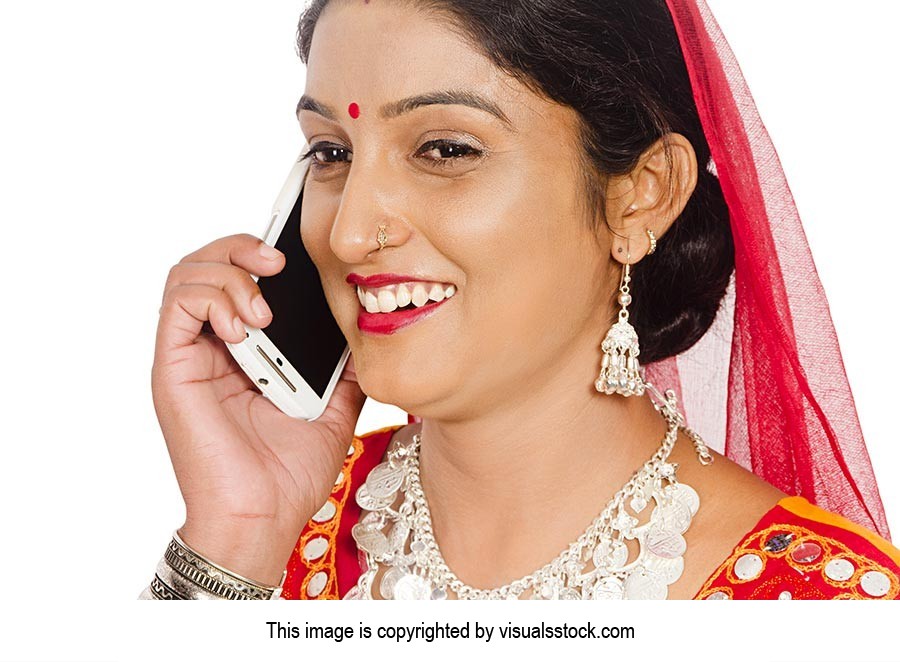 Gujrati Woman Talking Cell Phone