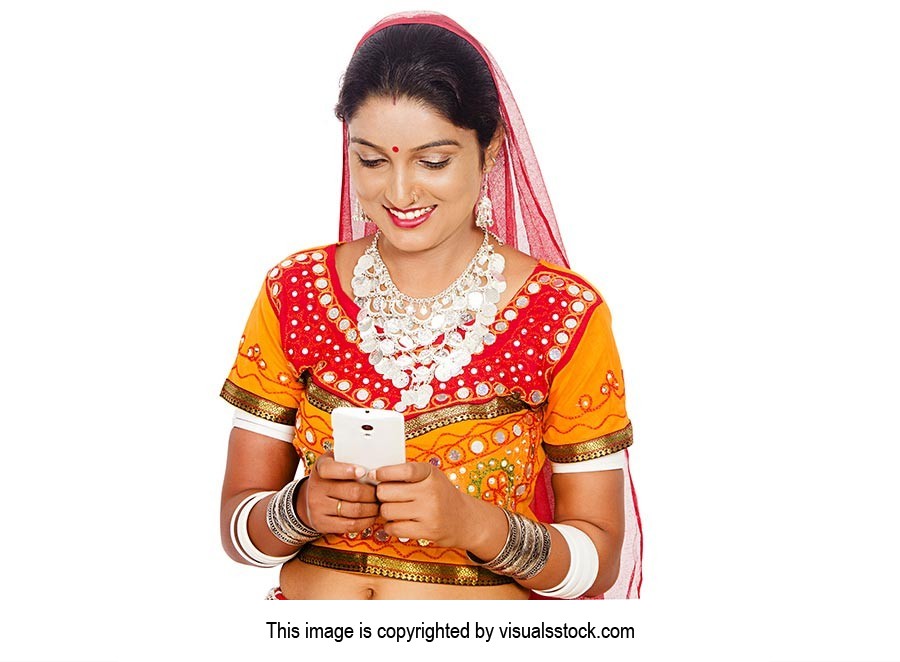 Gujrati Woman Reading Message