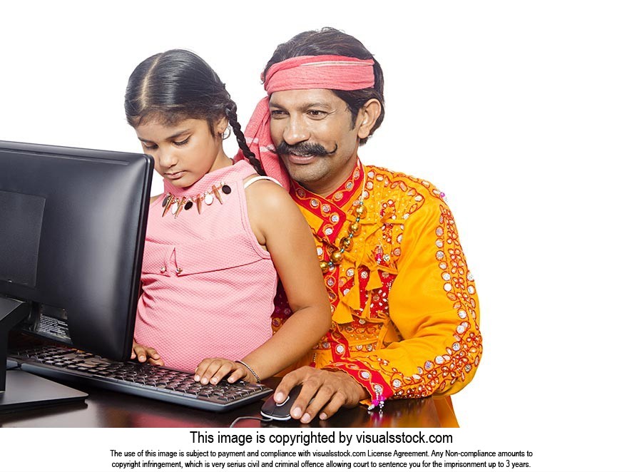 Gujrati Father Daughter Computer Education