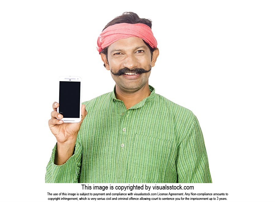 Rural Man Showing Smartphone