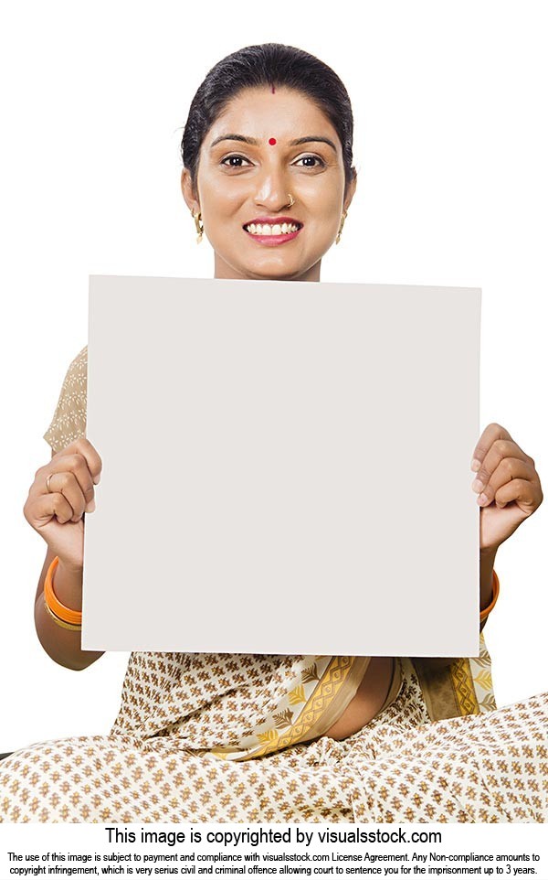 Rural Woman Showing Message Board