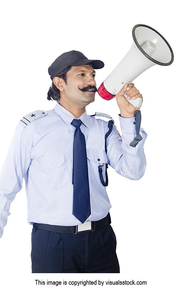 Security Guard Announcement Megaphone