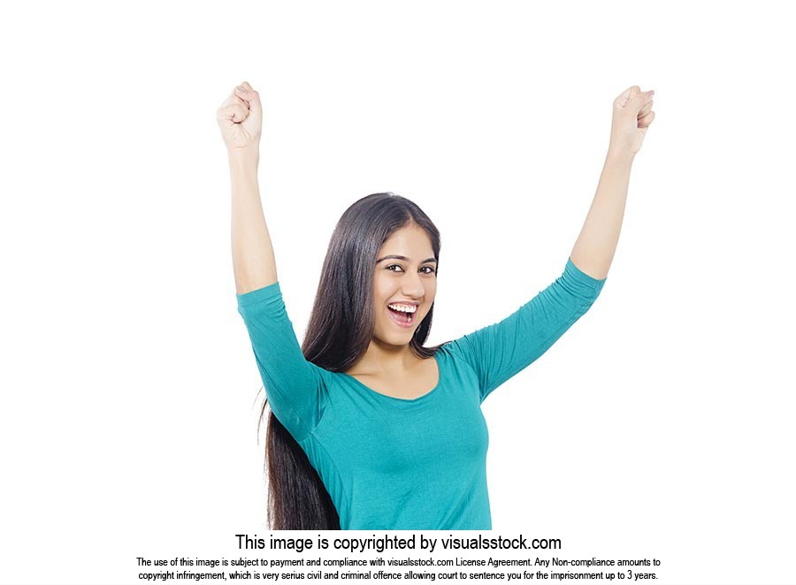Indian Young Woman Cheering