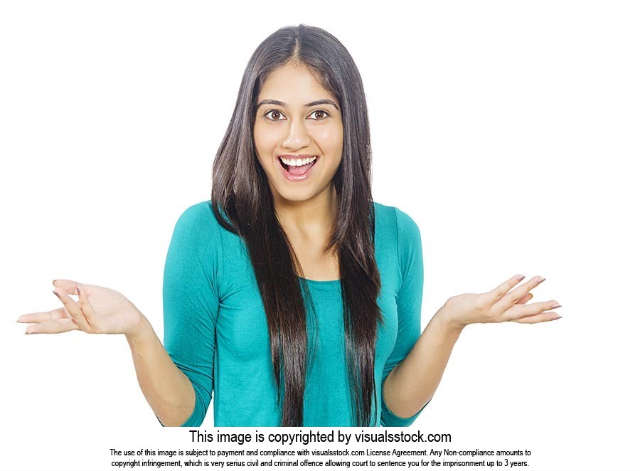 Indian Young Woman Shrugging