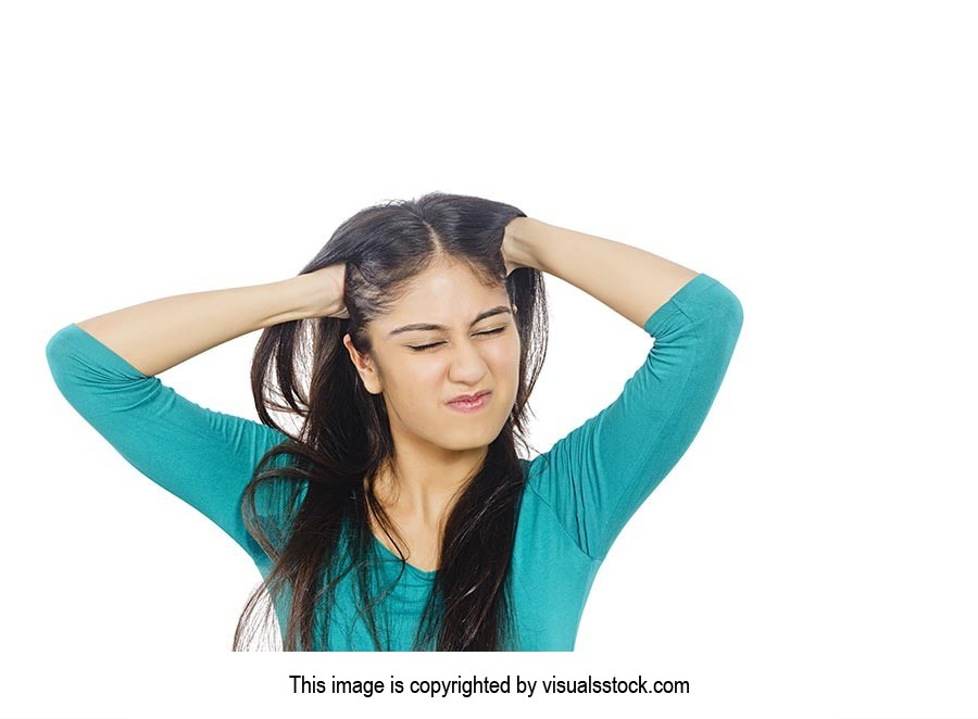 Frustrated Woman Pulling Hair